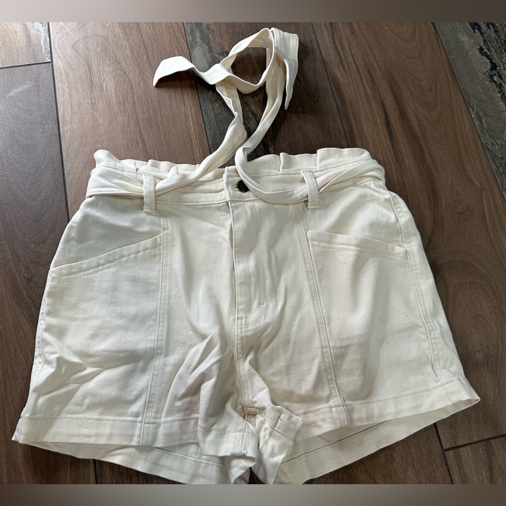 Cream jean shorts